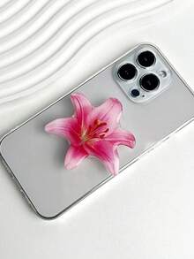 1 buah INS Pink Flower Orchid Lily Acrylic Resin Phone Holder, Dudukan Ponsel Lipat Portabel dengan Bantalan Udara - MultiWarna - View 11