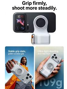 Tay cầm chụp ảnh từ tính cho điện thoại thông minh và máy ảnh, tương thích với iPhone và Android, nút chụp không dây có thể tháo rời, vít 1/4", giá đỡ máy ảnh tiện dụng. - Xem 4