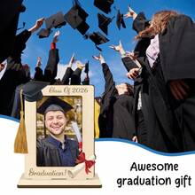 2026 Graduation Photo Frame With Tassel Decor And Graduation Cap Design - Sturdy Wooden Frame, Suitable For Displaying Diploma, Portable Desktop Frame As Graduation Gift, Decorated With Graduation Cap And Tassel - A - View 2
