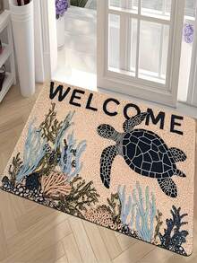 Felpudo de bienvenida a casa con diseño de tortuga, hecho de material de poliéster de secado rápido, adecuado para interiores/exteriores, cocina, baño, entrada, ligero y práctico, con decoración de tortuga - A - Ver 10