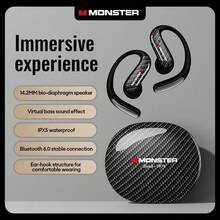 Monster MQO37 无线蓝牙 6.0 降噪耳机，Hi-Fi 立体声音乐，高清通话，IPX5 防水运动耳机带麦克风 - 查看 3