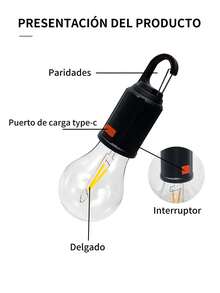 2-Piece Type C LED Camping Light, USB Rechargeable, Waterproof Tent Light With Hook, 3 Outdoor Lighting Modes, Tent Lamp, Waterproof, For Outdoor Use, Home Use. - 2 piezas - 查看 11