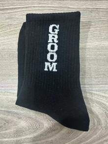 1/3 Pairs Black Groomsmen Socks, New Groom Wedding Socks, Long Dress Socks, Breathable & Comfortable, Suitable For Spring, Summer, Autumn & Winter, Wedding Gift For Fiancé/Husband, Bachelor Party Favor, Wedding Day Gift For Groom - Multicolor - View 14