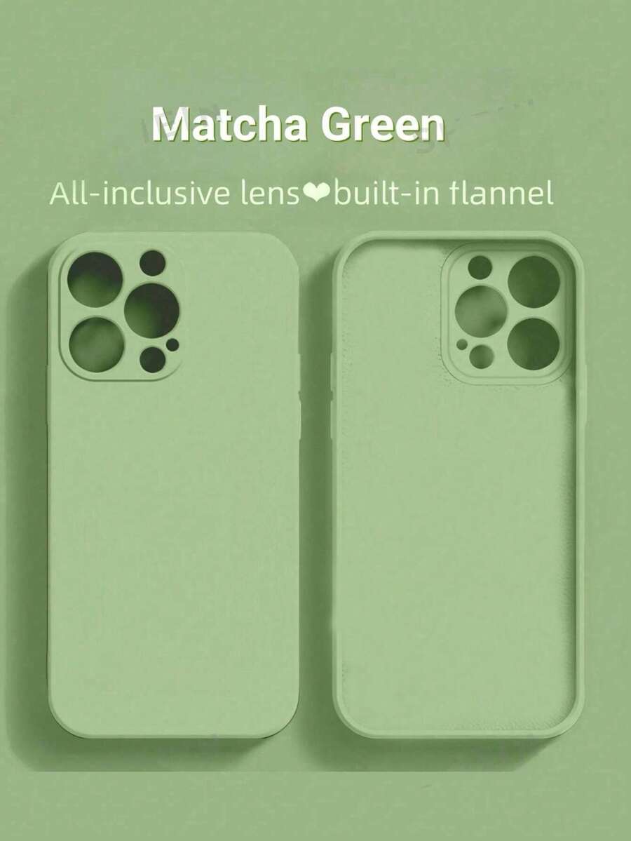 Shockproof Anti-Fingerprint Silicone Phone Case Compatible With Apple 16/15/14/13/12 Pro Max, S23 Ultra, Note 11, Phones - Matcha Green - View 1