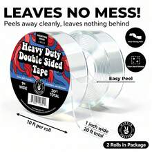 2 Pack Alien Nano Double Sided Tape Heavy Duty Mounting Tape Sticky Walls, Alien Tape Double Sided Heavy Duty Rug Tape, Duty Multipurpose Mounting Transparent Tape For Paste Items - 0.1cm'T-2cm'W-2m'L - Xem 2