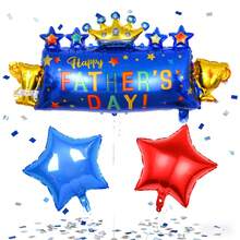 3件組父親節標語氣球套組，包含Happy Father's Day標語氣球、1個星星氣球，適用父親節、房間裝飾、爸爸生日、最佳父親節裝飾 - 多色 - 查看 4
