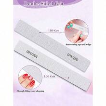 2/4/6pcs Professional Nail Files, Grit Double-Sided Reusable, Violet Striped Sandpaper Design, Suitable For Acrylic Nails - Ideal For Home And Salon Use, Professional Manicure Product - 淡紫色 - 查看 3