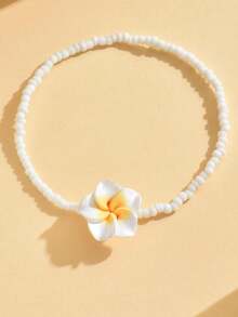 5 Stücke Boho Weiche Ton Gänseblümchen Blumen & Perlen Fußkettchen Set, geeignet für Strand, Urlaub, Lässig Tragen, Sommer, Feiertage, Muttertags Geschenk - Weiss - Übersicht 3