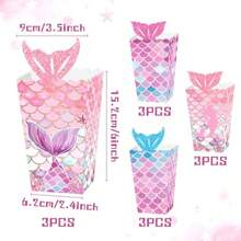 D12 PCS Mermaid Party Favor Bags Under The Sea Party Goodie Bags Marine Sea Animals Treat Bags Reusable For Girls Birthday Baby Shower Bridal Shower - như hình ảnh - Xem 2