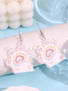 1 Pair Fashionable Creative Unique Cute Colorful Cat Paw Print Dangle Earrings, Suitable For Daily Wear, Festivals And Parties - Multicolor - View 6