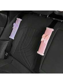 2pcs/1pc Bow Shaped Car Seat Belt Shoulder Protection Cover, Small Fragrant Wind Car Seat Belt Protection Cover, Decorative Cover, Anti Pinch Wear Seat Belt Cover Car Accessories - A - View 6