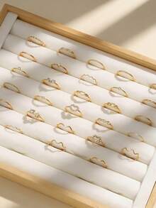 28pcs Gold Stackable Rings Set, Fashionable Minimalist Daily Wear Rings, Ideal Gift - Gold - View 2