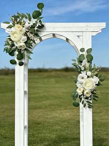 2pcs Luxury Artificial Rose Wreath Decor Set, Suitable For Wedding Arch Decoration, Holiday Party, Indoor & Outdoor Decor, Room Decoration, Sign & Banner Floral Decor - Multicolor - View 11