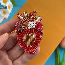 1-4pcs Heart-Shaped Handmade Diamond Patches, DIY Clothing Accessories, Bags, Shoes, Hats, Decorations, Sewing Styles, Multiple Colors Available, Handcrafted With Slight Variations In Rhinestone Placement - Heart and Action - View 12