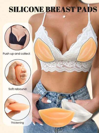 1 Pair Seamless Silicone Nipple Covers, Thickened Support, Invisible Bra Pads, Suitable For Lingerie, Swimwear And Intimate Accessories, Soft And Comfortable, Suitable For Loungewear, Outdoor Activities And Sportswear