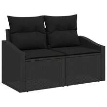vidaXL Gartensofa-Set Mit Speicher 6 Pcs Schwarz Poly-Rattan - Schwarz - Übersicht 4