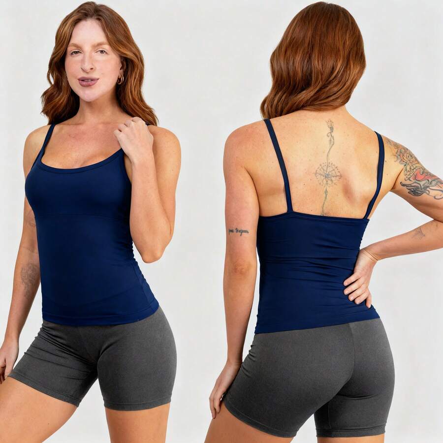 Women's Polyamide Tank Top With Lining, Cool And Comfortable Fabric, Virginia - Navy Blue - View 1