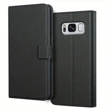 Ốp lưng ví gập bằng da PU màu đen có chân đế và khe đựng thẻ dành cho Samsung Galaxy S8 / S8+ / S8 Plus, kèm chức năng xem sách. - màu đen - Xem 1