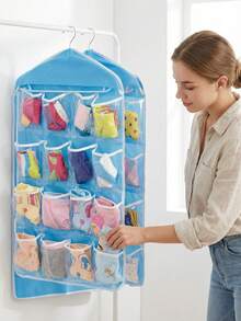 Túi đựng đồ treo cửa 16 ngăn, ngăn trong suốt, giá để giày dép cho phòng ngủ, phòng khách, tủ quần áo, thích hợp để đựng các vật dụng nhỏ và quần áo. Túi treo có thể gấp gọn với móc để đựng tất, áo ngực và đồ lót. - Nhiều màu - Xem 17