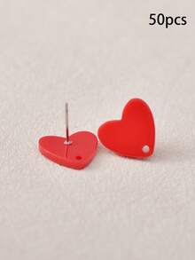 50个14毫米耳钉配件，亚克力钢耳钉针，时尚饰品DIY耳环制作组件 - 愛心 - 查看 21