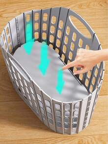1 pieza Cesta de lavandería plegable clásica - Cesta de almacenamiento de ropa sucia de plástico apilable, adecuada para la organización del baño y el dormitorio, disponible en varios colores - Multicolor - View 9