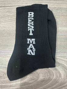 1/3 Pairs Black Groomsmen Socks, New Groom Wedding Socks, Long Dress Socks, Breathable & Comfortable, Suitable For Spring, Summer, Autumn & Winter, Wedding Gift For Fiancé/Husband, Bachelor Party Favor, Wedding Day Gift For Groom - Multicolor - View 13