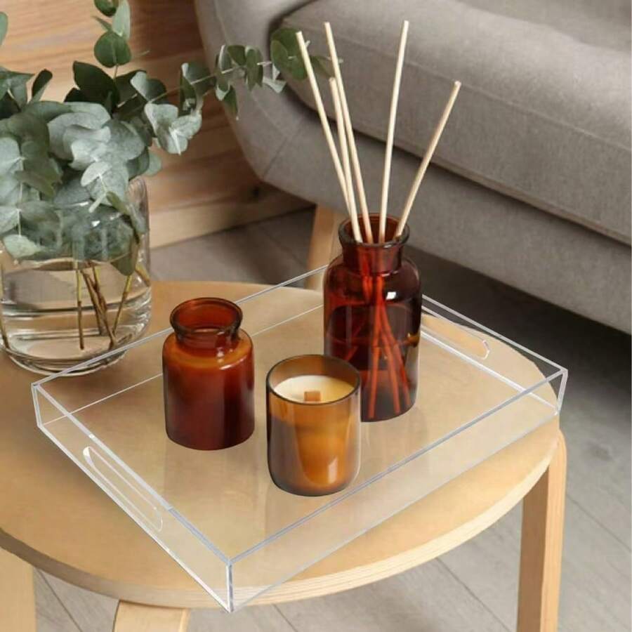 1pc Premium Transparent Acrylic Fruit Plate, Hotel & Home Use Storage Tray, Acrylic Cosmetic Organizer Box - Clear - View 1