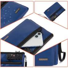 Bolsa de dinero ignífuga con cerradura bolsa de efectivo de doble capa BankBag para efectivo bolsa de almacenamiento valioso caja fuerte ignífuga bolsa de dinero con cremallera - Azul - Ver 7