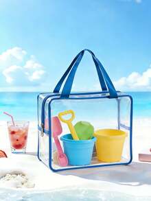 可重复使用的透明PVC国际象棋游戏收纳袋，防水旅行收纳袋，带拉链，也可用于收纳积木、拼图、毛绒玩具等，透明PVC玩具收纳袋 - 彩色 - 查看 1