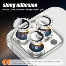 Bộ bảo vệ ống kính hình kim cương sáng bóng, tương thích với các mẫu Pro Max 17/16/15/14/13/12/11 inch. - Bạc - Xem 8