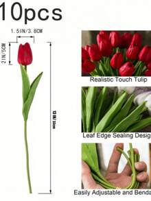 5/10 Stems Pale Pink Tulip Artificial Flowers, Suitable For Mother's Day Gift, Wedding Decor, Home Design, Bedroom, Living Room, Birthday Party, Valentine's Day Decoration - Multicolor - View 18