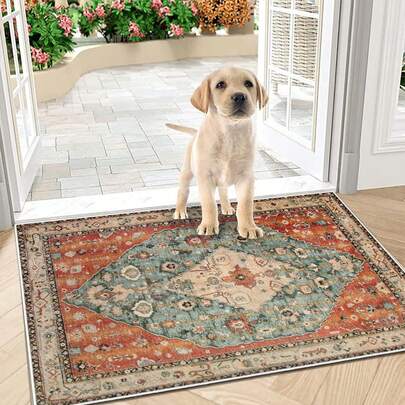 1 tấm thảm chùi chân phong cách Bohemian, thảm trải cửa ngoài trời, thích hợp cho cửa trước, lối vào ngoài trời, nhà để xe, sân hiên, trang trí mùa xuân/hè, ngày lễ.