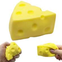 1pc Jumbo Soft Squishable Cheese Block | Gag Gift, Adult Novelty Toy | Giant Stress Ball | Adult Sensory Stress Relief Toy, Mango - Multicolor - View 9