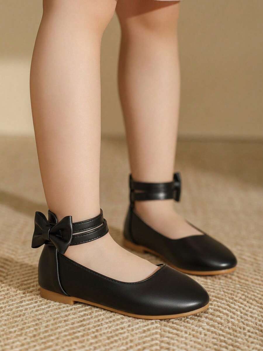 Sepatu Flat Hitam yang Lucu & Cantik untuk Anak Perempuan, Cocok untuk Musim Gugur & Semua Musim - Hitam - View 1