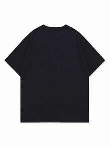 Simple Studio | 男士极简印花短袖T恤 | 适合夏季穿着 | 舒适透气 | 时尚 - 黑色 - 查看 4