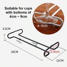 Wine Glass Rack / Glass Rail / Stemware Holder - For Hanging Use In Bars, Wine Cabinets, And Kitchens - 26 X 11 X 3 Cm - Set Of 2 - Black - View 2