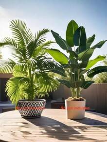 2 pezzi Set di Palma Artificiale e Albero di Banana - Foglie Realistiche di Alta Qualità, Piante Tropicali Verdi, Adatte per Residenze di Lusso, Uffici, Hotel, Giardini, Cortili e Decorazioni per Vacanze; Uso Interno/Esterno Multifunzionale; Palma Artificiale da Terra (Vaso Non Incluso) - Verde - Visualizzare 4