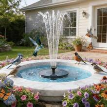 Outdoor Solar Fountain With Interchangeable Nozzles,Solar-Powered Floating Fountain Pump , DIY Solar Water Fountain Kit Natural Aesthetic, Easy Installation For Garden, Pond, Terrace, Pool, Courtyard & Rockery - Black - View 2