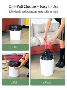 150pcs/Pack Heavy Duty Drawstring Trash Bags, Thick Black Garbage Bags For Kitchen & Bathroom, Leak-Proof, Puncture-Resistant, Self-Sealing, Suitable For Wet Waste, Home & Commercial Use, Trash Can Liners, Privacy Shield, Easy To Tear - A - View 2