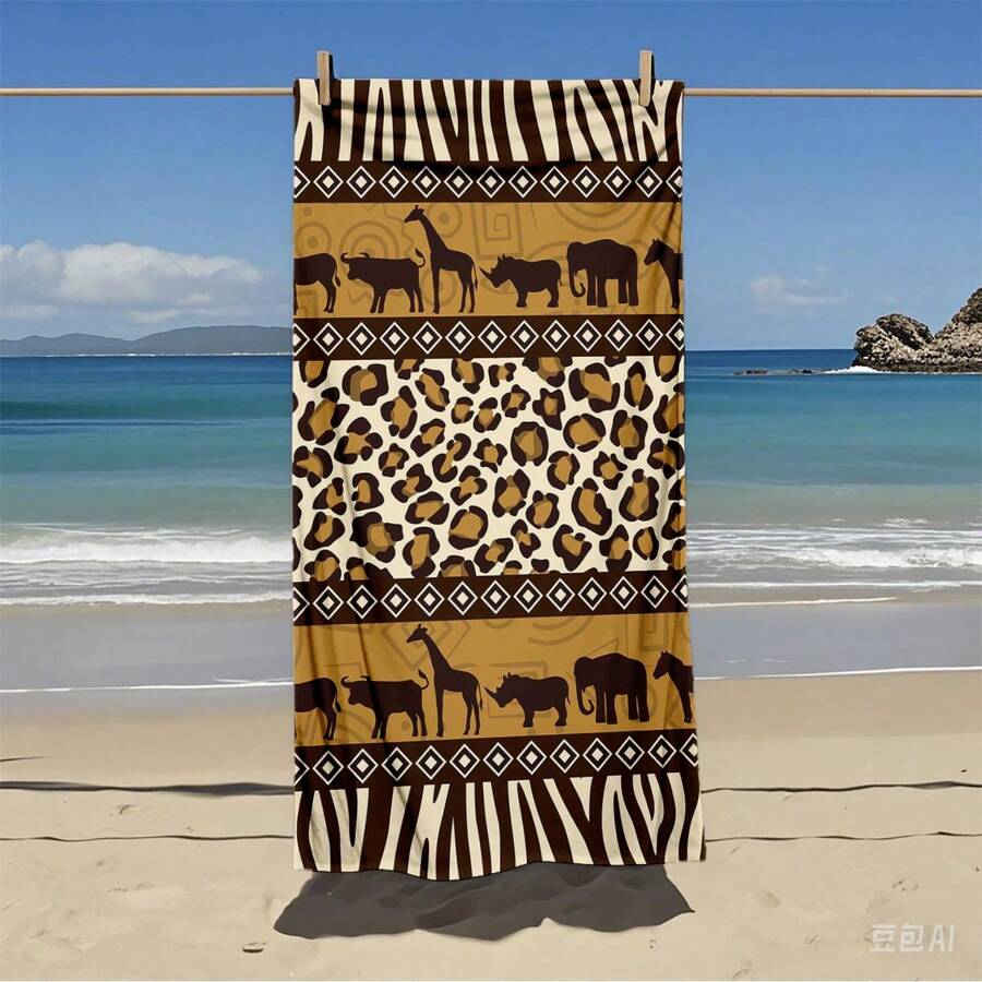 Animal Leopard & Zebra Pattern Beach Towel, Quick-Dry Microfiber Beach Towel For Summer Vacation, Soft Absorbent Anti-Sand Swimming Bath Towel, Suitable For Beach, Pool, Bathroom, Travel, Lightweight & Fade-Resistant Patterned Towel For Men & Women