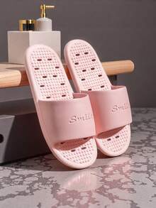 Hollow Breathable Bathroom Slippers, PVC Non-Slip Soft Bottom Home Sandals, Unisex Quick-Drying Shower One-Strap Slides - Slippers - View 17