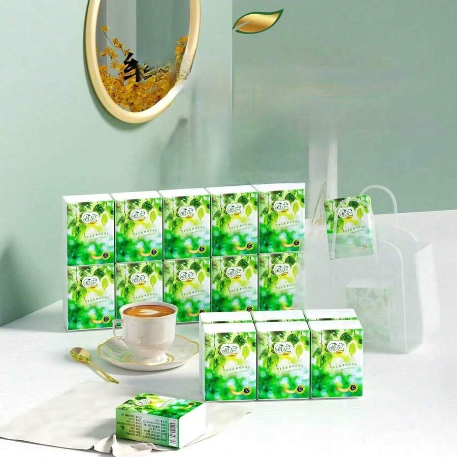 Bộ 10 khăn giấy xanh lá cây siêu mềm 3 lớp, 7 tờ, tiện dụng khi đi du lịch, khăn giấy bỏ túi, khăn tay, khăn giấy lau mặt, gói khăn giấy nhỏ, đồ dùng vệ sinh, đồ dùng Giáng sinh - Thích hợp cho gia đình, khăn giấy mini du lịch - Nhiều kiểu dáng - Xem 1
