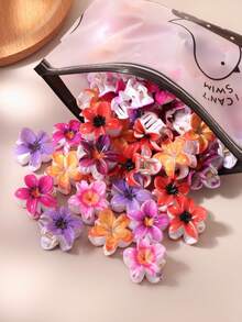 20 piezas de Pinzas para el cabello con flores de Plumeria de colores, morado, rosa, naranja, mini pinzas para el cabello, pinzas para el flequillo, accesorios elegantes para el cabello para mujeres, pinzas de playa de verano - Multicolor - Ver 6