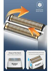 Kemei Máy cạo râu điện KM-2026 KM-2027 dành cho nam, máy cạo râu chuyên nghiệp với lưỡi dao lá, máy cạo râu kiểu chuyển động tịnh tiến, sử dụng được cả khô và ướt, máy tỉa râu, sạc USB, đầu cạo thay thế 1 cái - Nhiều màu - Xem 6