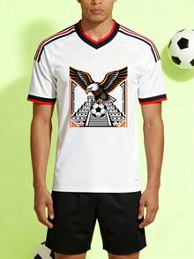 Camiseta de Fútbol Águila Azteca, Pirámide con Diseño Retro de Poliéster - Blanco - Ver 5