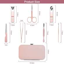 8合1美甲护理套装，男女通用指甲钳、脚趾甲钳，带便携旅行盒的个人护理工具，修甲美足套装，送给家人、朋友、妻子的绝佳礼物（粉色） - 珊瑚粉 - 查看 4