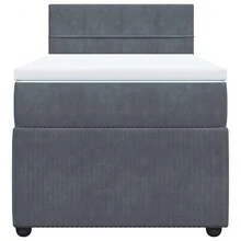 vidaXL Boxspringbett Mit Matratze Dunkelgrau 90x190 Cm Samt - Grey - View 4