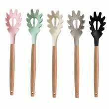 Silicone Spaghetti Spoon, Silicone Cooking Utensils, Pasta Spoon, Ramen Spoon, Noodle Strainer, Noodle Ladle, Wooden Handle Pasta Tools, Suitable For Home Cooking - View 7