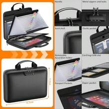 Organizador de Archivos de Acordeón Carpeta Expandible a Prueba de Fuego Organizador de Documentos con 13 Bolsillos Bolsa de Archivo Portátil para Negocios Viajes Oficina 39x29x7.5cm - como en la foto - Ver 5