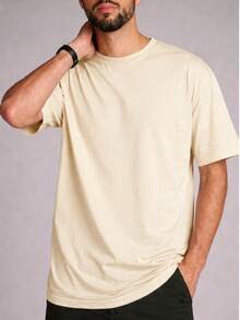 Kit Of 5 Men's Basic Plain Cotton T-Shirts, 30.1 Thread Count, Unisex, Breathable, Reinforced Seams, Immediate Shipping. Available In Charcoal, Navy Blue, White, Black, And Beige. - 深灰色 - 查看 6